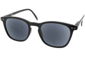 Style R94 Retro Square Reading Sunglasses Black Frame Gray Lenses
