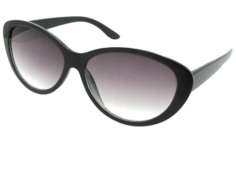Style R99 Cat Eye Full Reader Lens Sunglasses Black Frame Gray Lenses