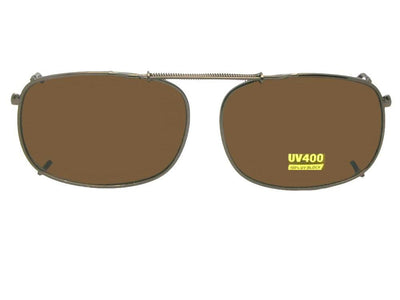 Rectangle Non Polarized Clip-on Sunglasses Bronze Frame Brown Lenses