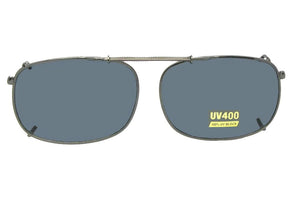 Rectangle Non Polarized Clip-on Sunglasses Pewter Frame Gray Lenses