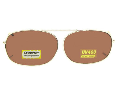 Rectangle Non Polarized Amber Clip-on Sunglasses Gold Frame Amber Lenses