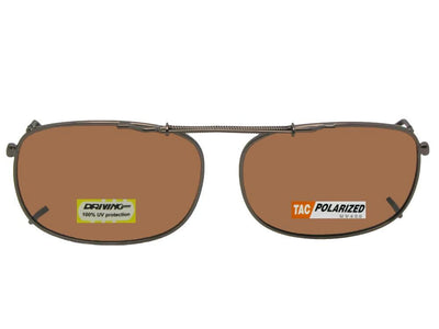 Rectangle Polarized Clip-on Sunglasses Dark Bronze Polarized Amber Lenses