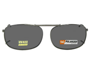 Rectangle Polarized Clip-on Sunglasses Pewter Frame Gray Lenses