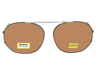 Round Square Non Polarized Amber Clip-on Sunglasses Bronze Frame Amber Lenses