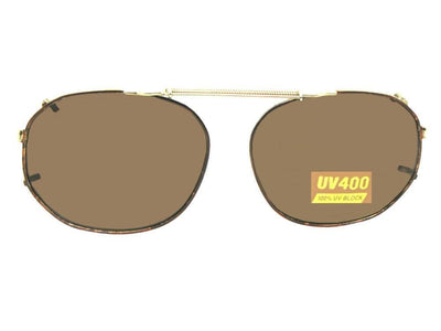 Round Square Non Polarized Clip-on Sunglasses Gold Brown Frame Brown Lens