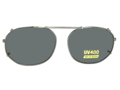 PRound Square Non Polarized Clip-on Sunglasses Pewter Frame Gray Lenses