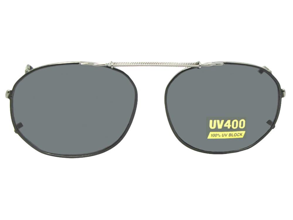 Round Square Non Polarized Clip-on Sunglasses Black Frame Gray Lenses