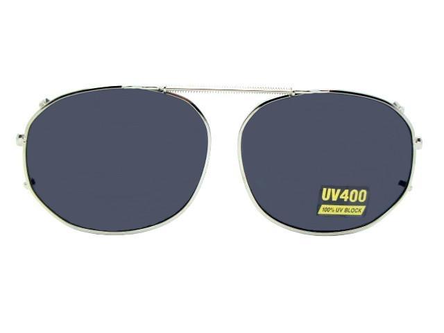 Round Square Non Polarized Clip-on Sunglasses Light Pewter Gray Lenses