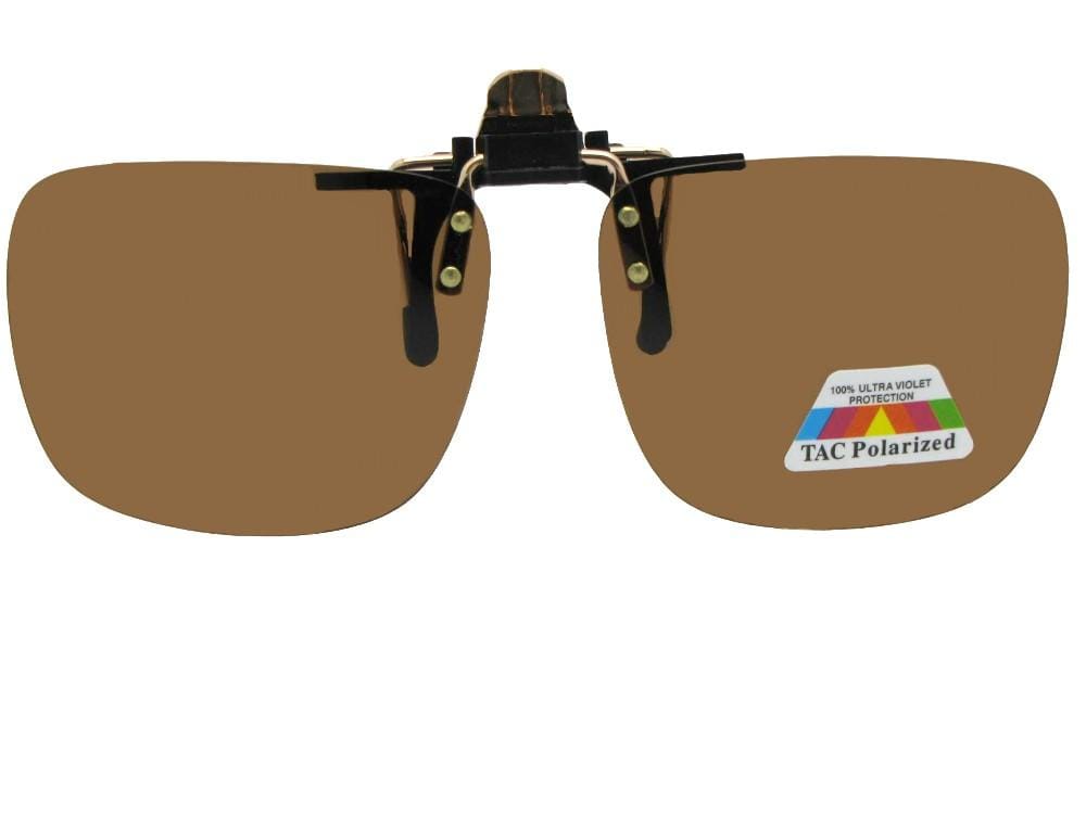Square Polarized Flip Up Sunglasses Black Gold Brown Lenses