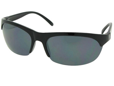 Style SR10 Casual Sport Sunglasses Shiny Black Frame Gray Lenses