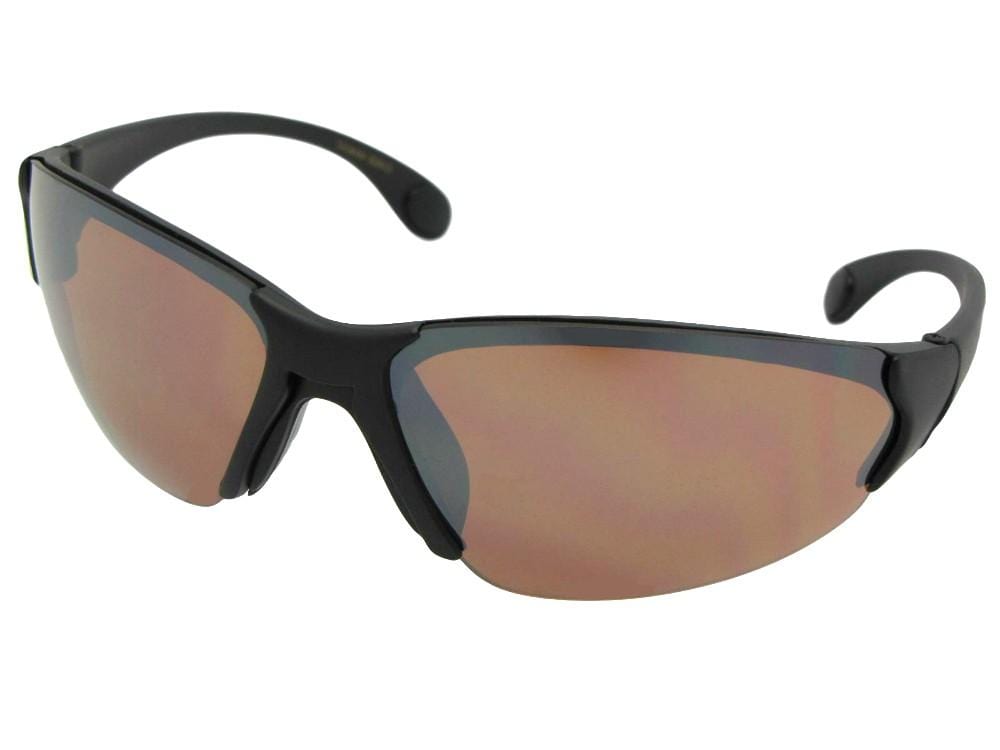Style SR24 Casual Sport Sunglasses Flat Black Frame Amber