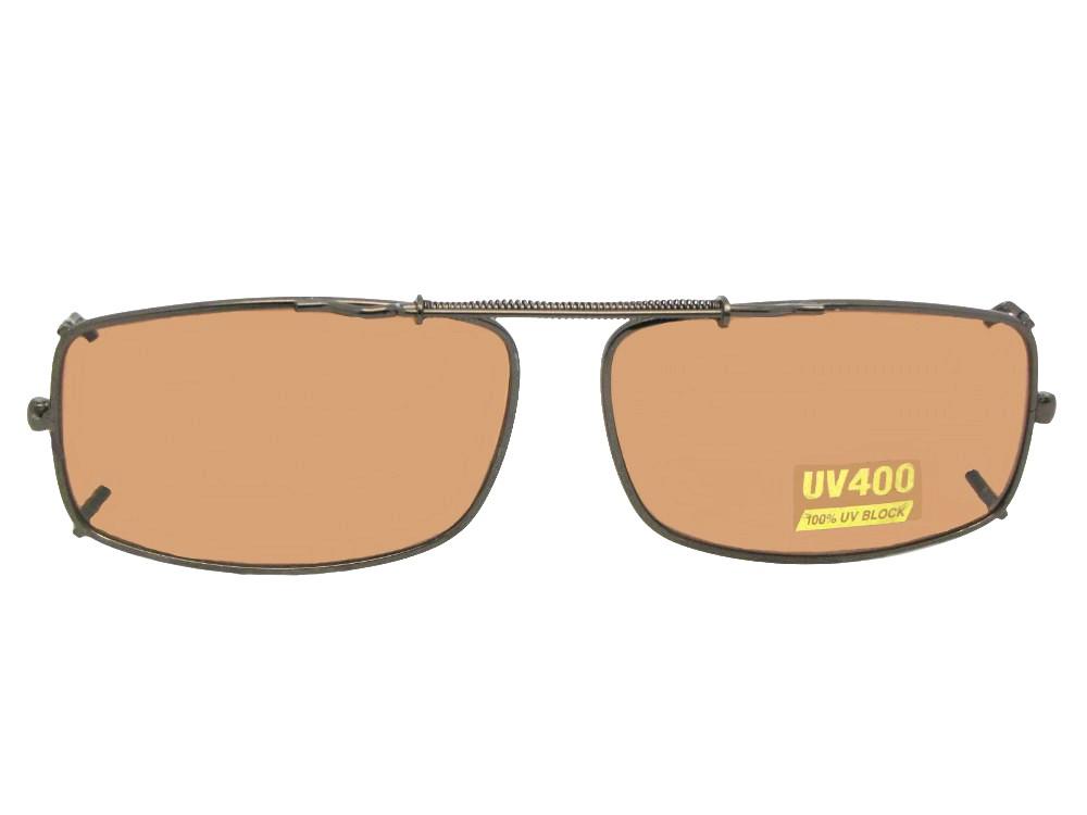 Slim Rectangle Non Polarized Amber Clip-on Sunglasses Bronze Frame Amber lens