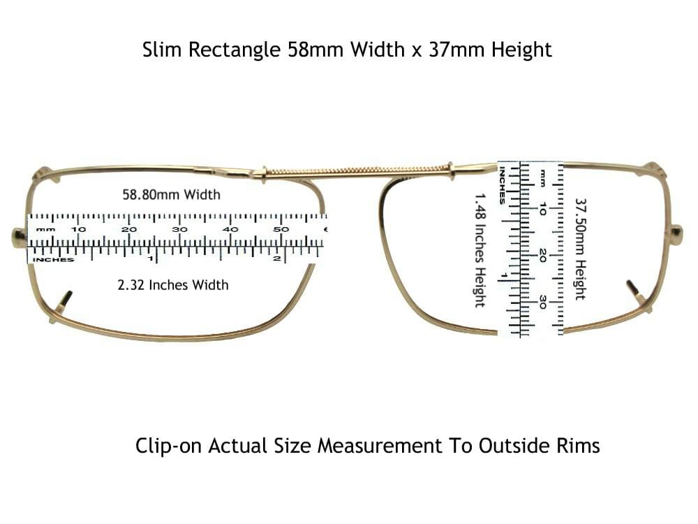 Slim Rectangle Non Polarized Amber Clip-on Sunglasses