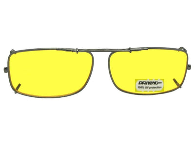 Slim Rectangle Non Polarized Yellow Lens Clip-on Sunglasses Pewter Frame