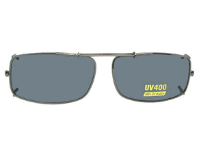 Slim Rectangle Non Polarized Clip-on Sunglasses Pewter Non Polarized Gray Lens