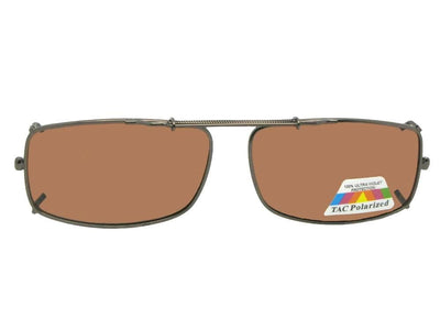 Slim Rectangle Polarized Clip-on Sunglasses Dark Bronze Polarized Amber Lenses