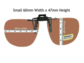 Amber Square Non Polarized Flip Up Small 60mm Wide x 47mm Height Black Frame