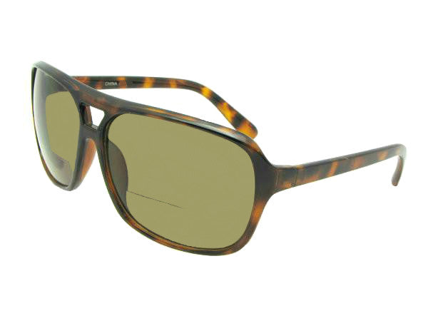 Style B13 Square Aviator Bifocal Sunglasses Tortoise Frame Brown Lenses
