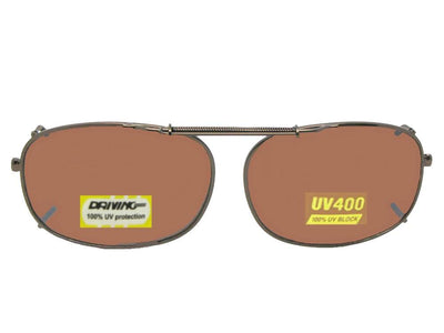 Rectangle Non Polarized Amber Clip-on Sunglasses Bronze Frame Amber Lenses