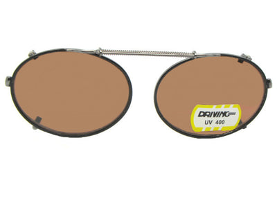 Oval Non Polarized Amber Clip-on Sunglasses Black Frame Amber Lenses