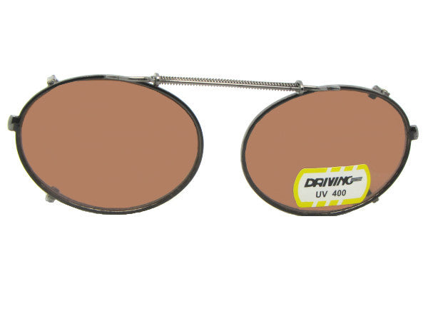 Oval Non Polarized Amber Clip-on Sunglasses Bronze Frame Amber Lenses