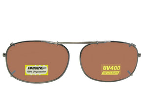 Rectangle Non Polarized Amber Clip-on Sunglasses Pewter Frame Amber Lenses
