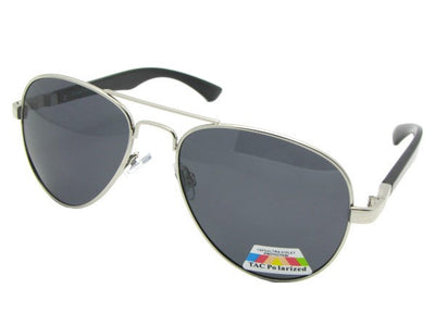 Style PSR13 Polarized Lens Aviator Shape Sunglasses Silver Frame Polarized Gray Lens
