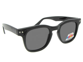 Style PSR40 Semi Round Retro Polarized Sunglasses Black Frame Gray Lenses
