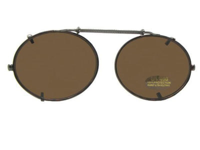 Round Oval Clip-on Non Polarized Bronze Frame Brown Lens